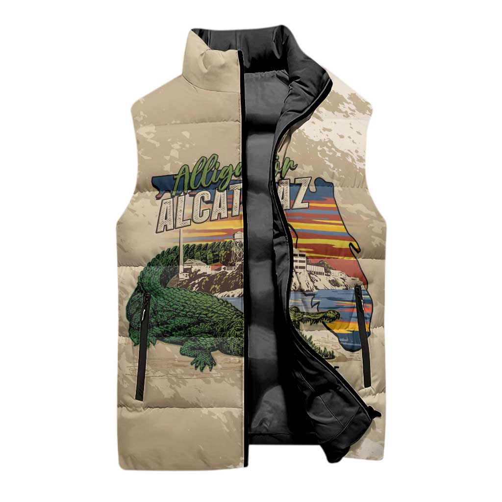 Alligator Alcatraz Retro Sleeveless Puffer Jacket The Swamp - Wonder Print Shop