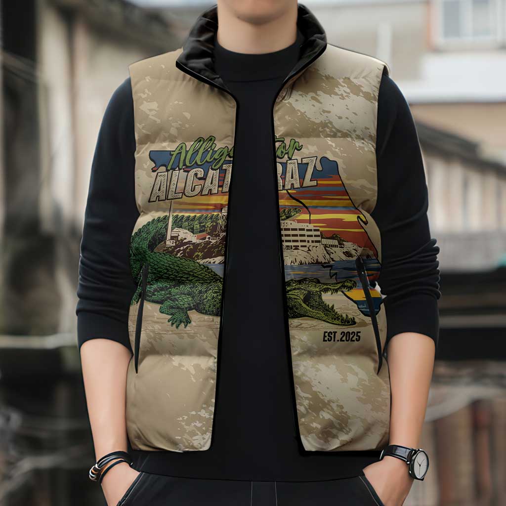 Alligator Alcatraz Retro Sleeveless Puffer Jacket The Swamp - Wonder Print Shop