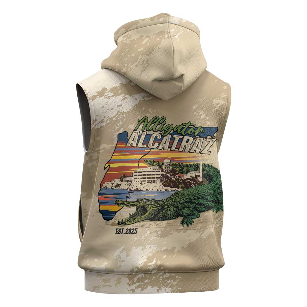 Alligator Alcatraz Retro Sleeveless Zip Hoodie The Swamp - Wonder Print Shop