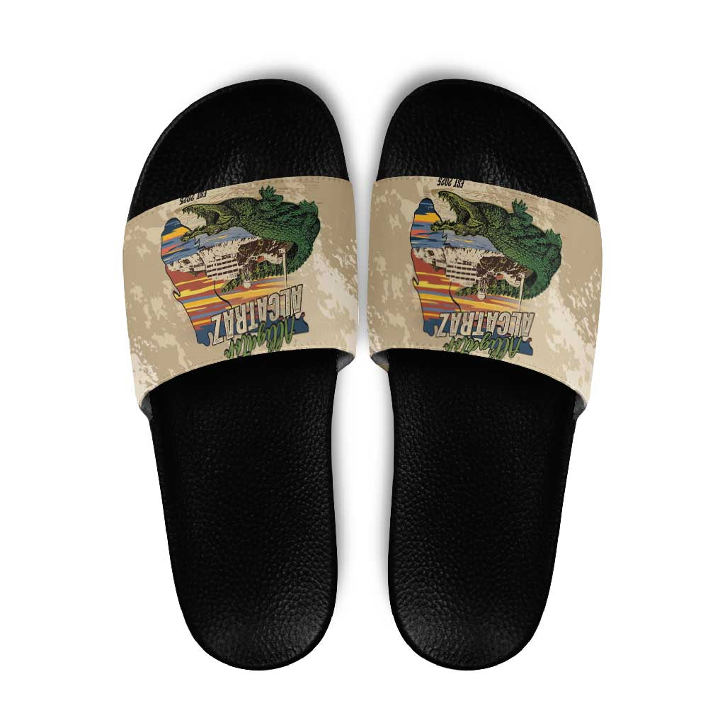 Alligator Alcatraz Retro Slide Sandals The Swamp - Wonder Print Shop