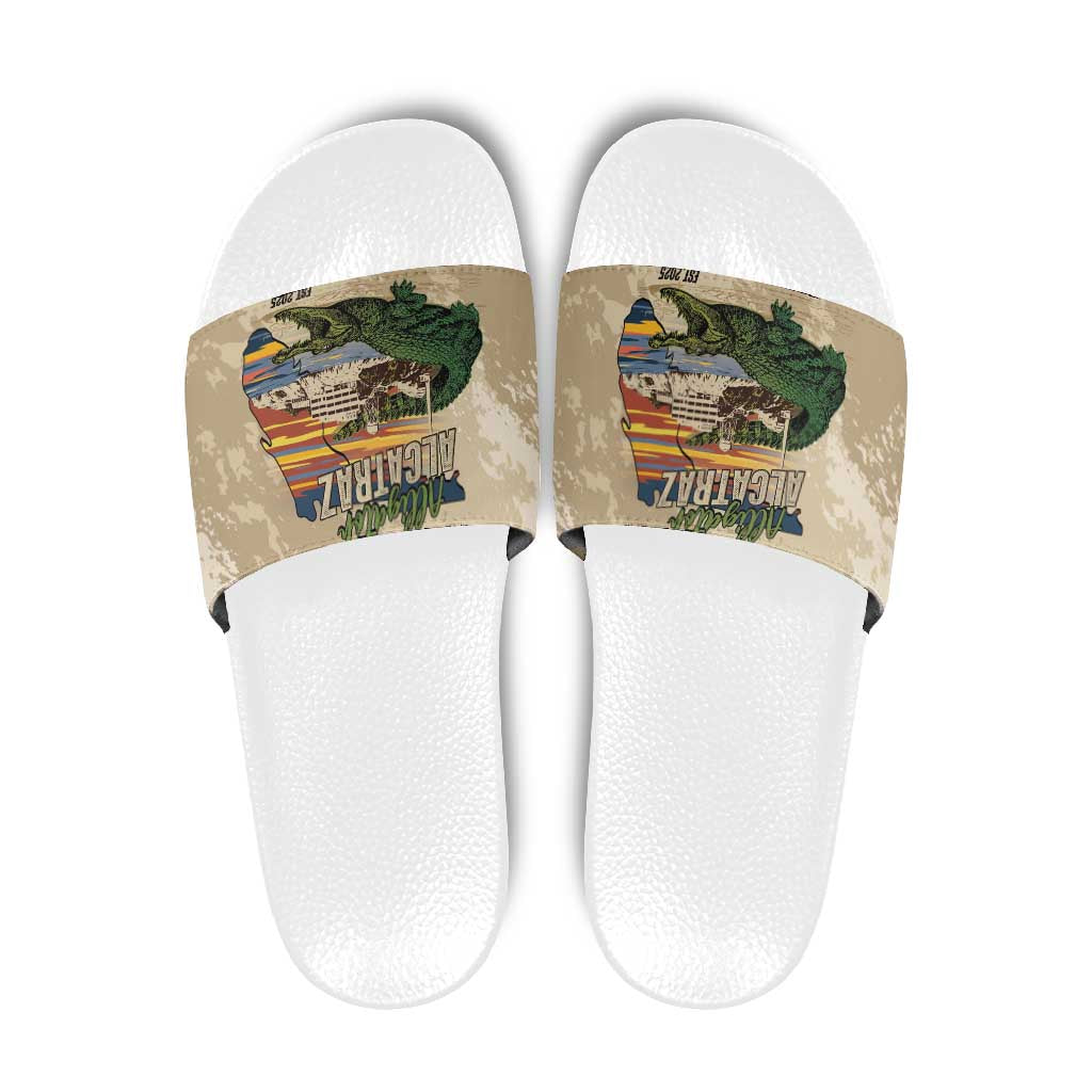 Alligator Alcatraz Retro Slide Sandals The Swamp - Wonder Print Shop