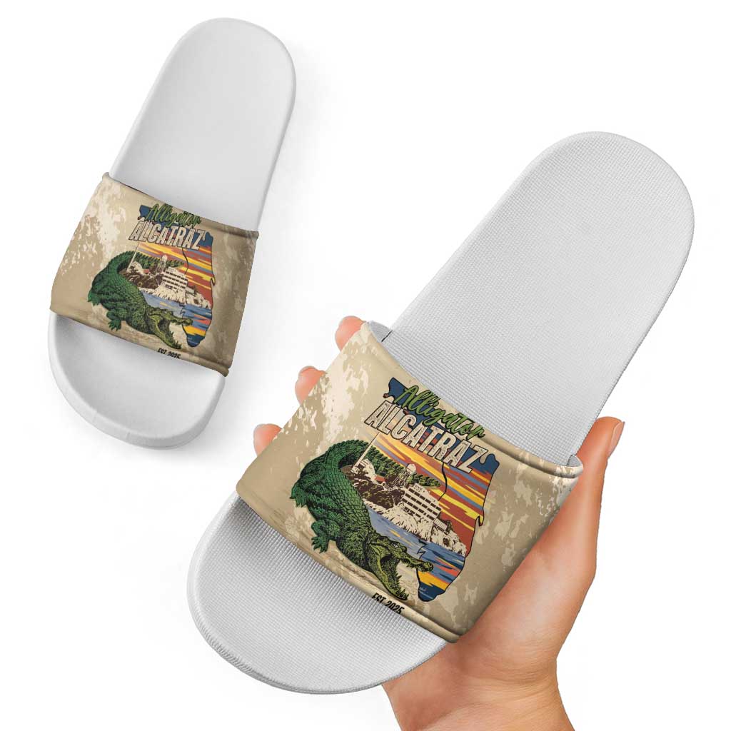 Alligator Alcatraz Retro Slide Sandals The Swamp - Wonder Print Shop