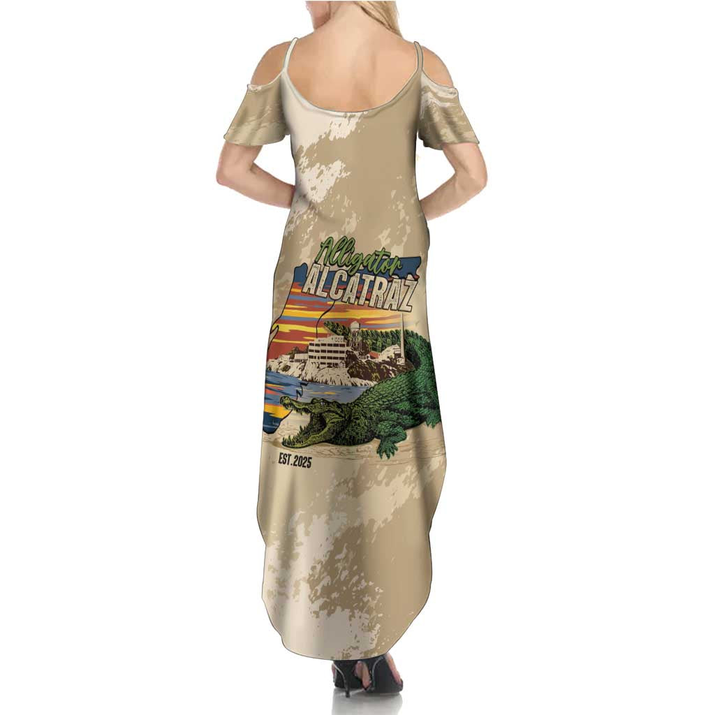Alligator Alcatraz Retro Summer Maxi Dress The Swamp - Wonder Print Shop