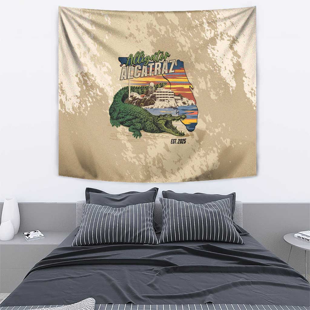 Alligator Alcatraz Retro Tapestry The Swamp - Wonder Print Shop