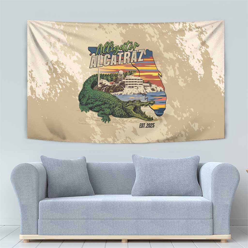 Alligator Alcatraz Retro Tapestry The Swamp - Wonder Print Shop
