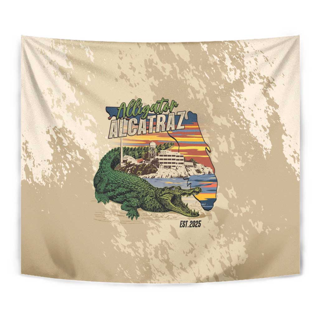Alligator Alcatraz Retro Tapestry The Swamp - Wonder Print Shop