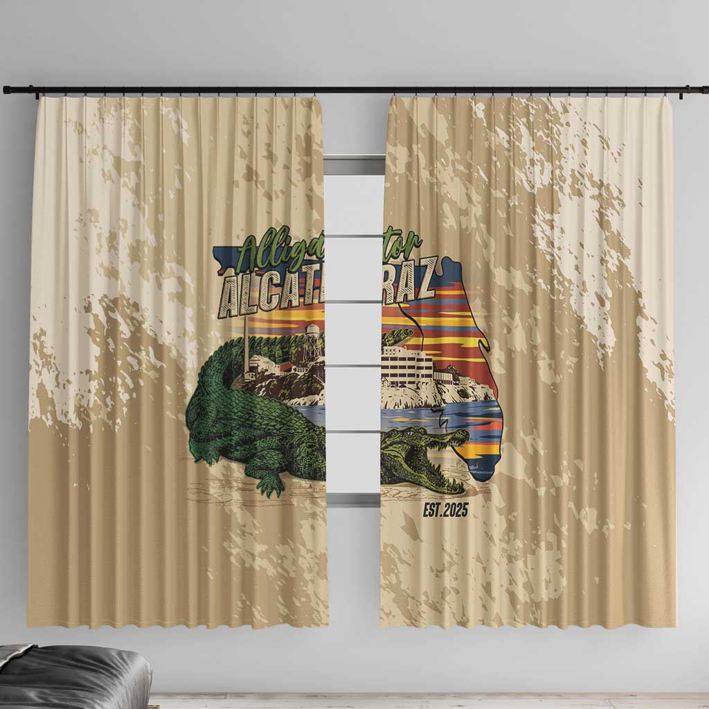 Alligator Alcatraz Retro Window Curtain The Swamp - Wonder Print Shop