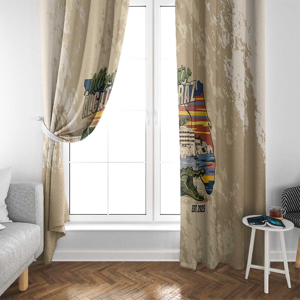 Alligator Alcatraz Retro Window Curtain The Swamp - Wonder Print Shop