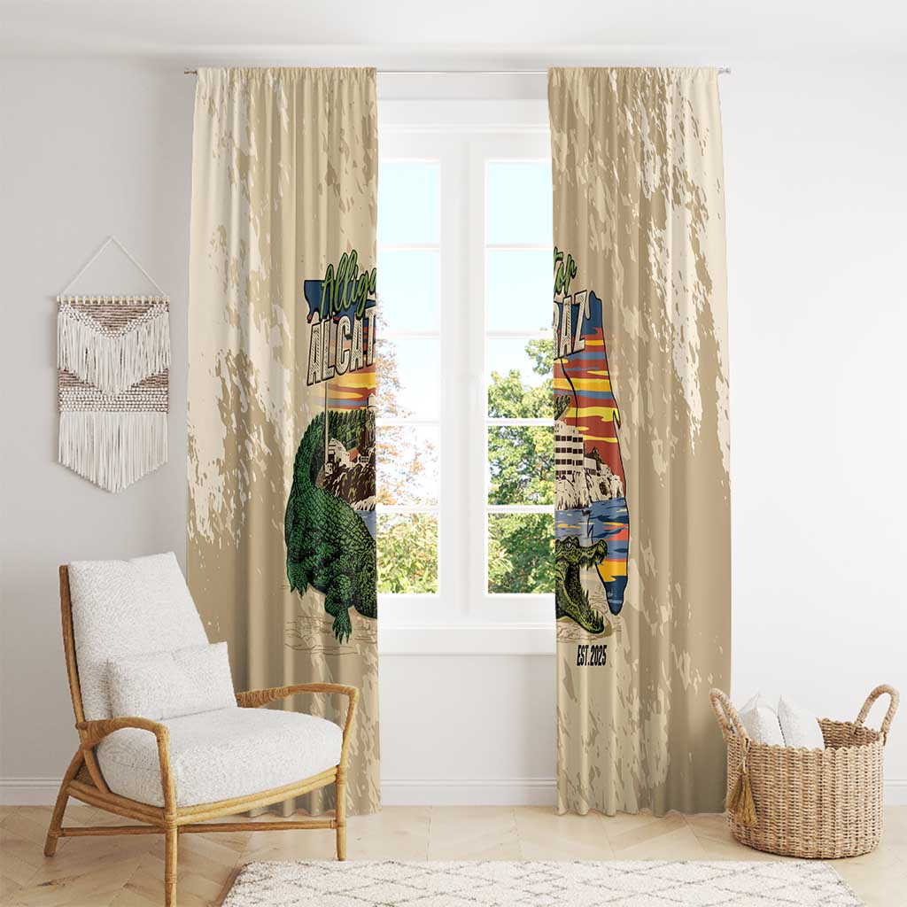 Alligator Alcatraz Retro Window Curtain The Swamp - Wonder Print Shop