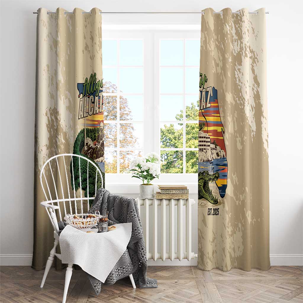 Alligator Alcatraz Retro Window Curtain The Swamp - Wonder Print Shop