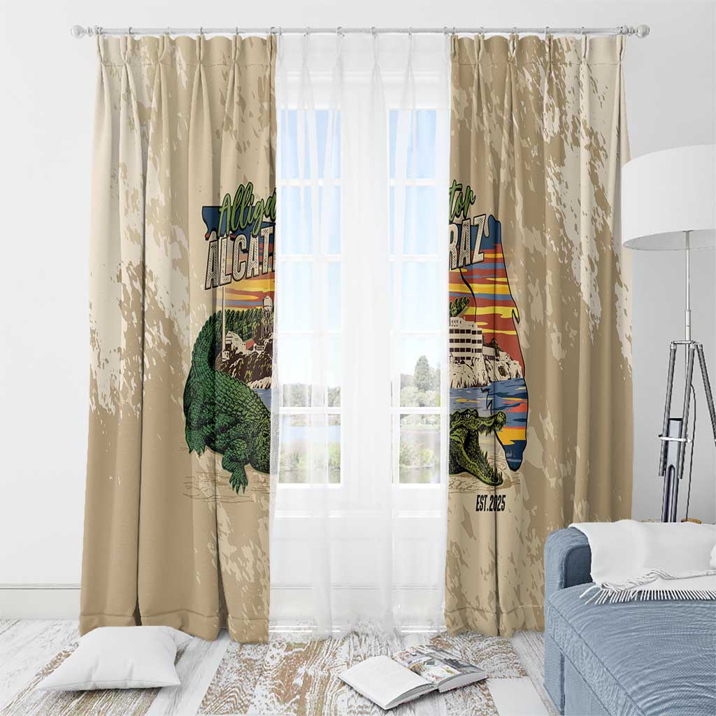 Alligator Alcatraz Retro Window Curtain The Swamp - Wonder Print Shop