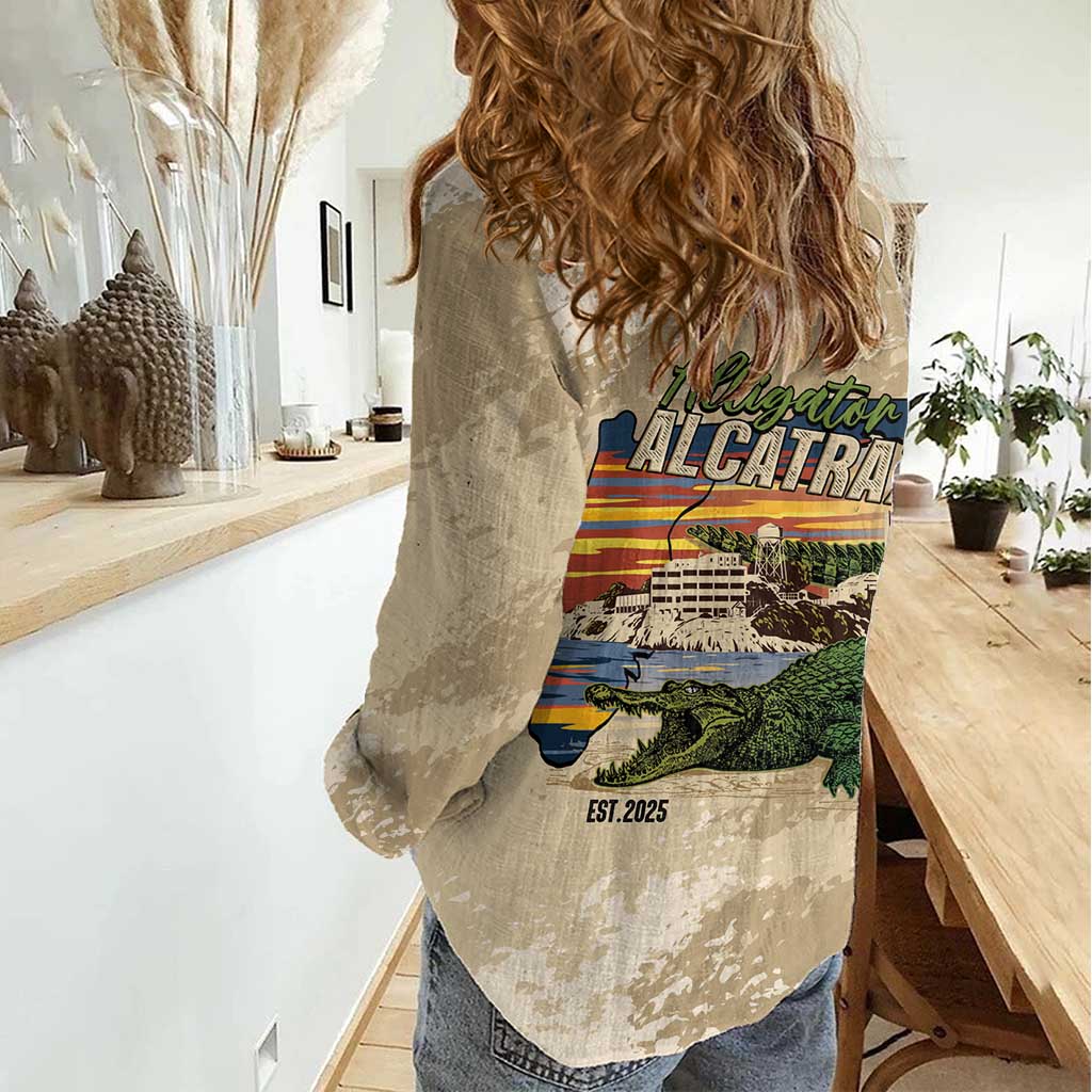Alligator Alcatraz Retro Women Casual Shirt The Swamp - Wonder Print Shop