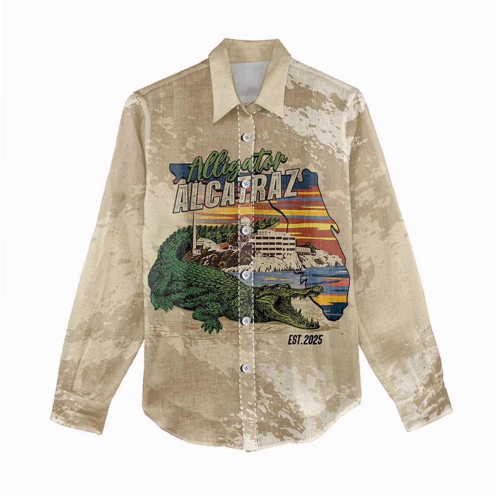 Alligator Alcatraz Retro Women Casual Shirt The Swamp - Wonder Print Shop