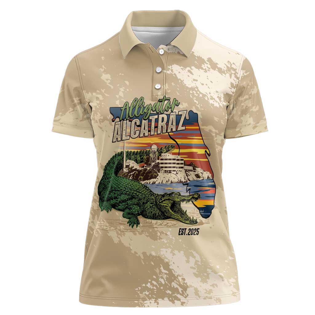 Alligator Alcatraz Retro Women Polo Shirt The Swamp - Wonder Print Shop