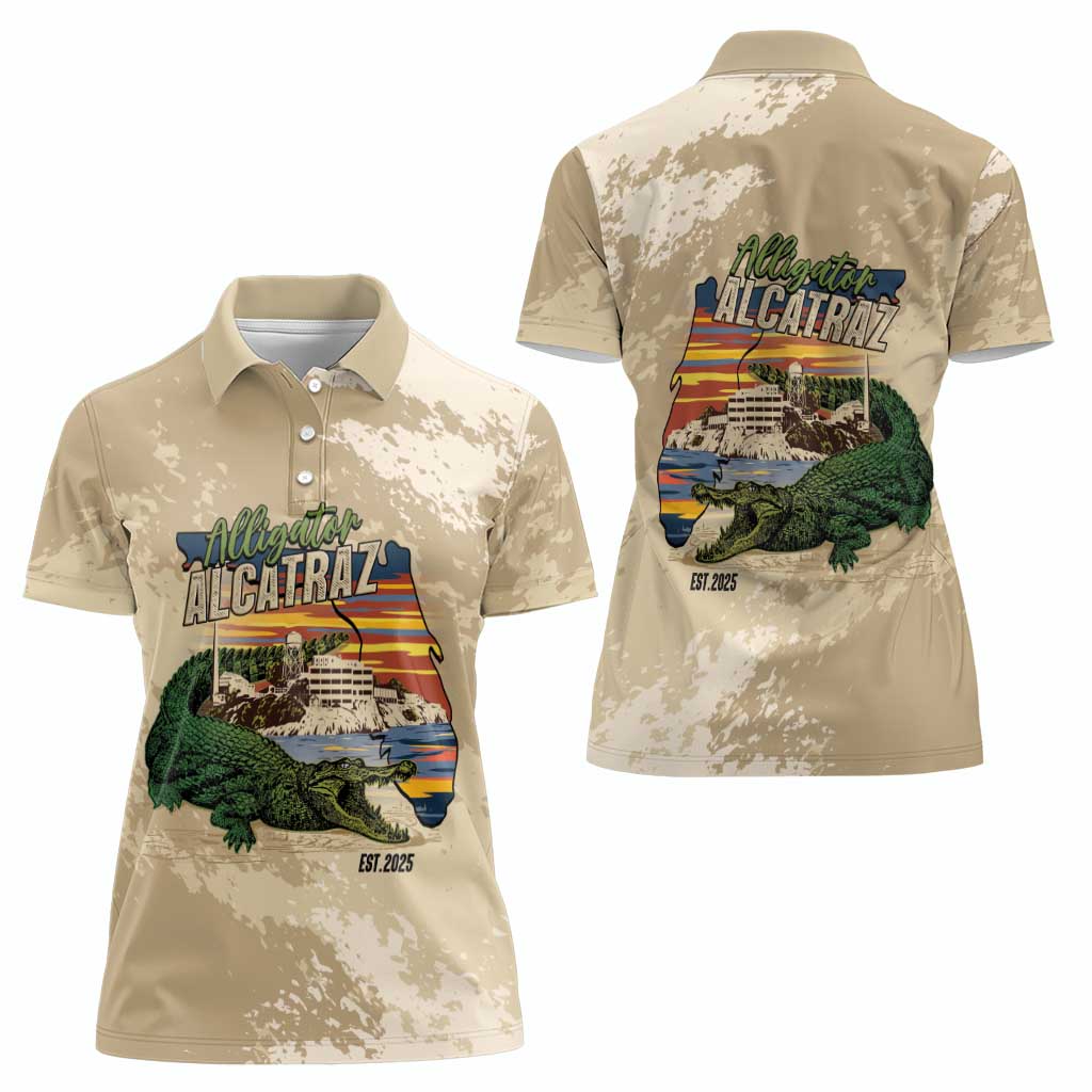 Alligator Alcatraz Retro Women Polo Shirt The Swamp - Wonder Print Shop