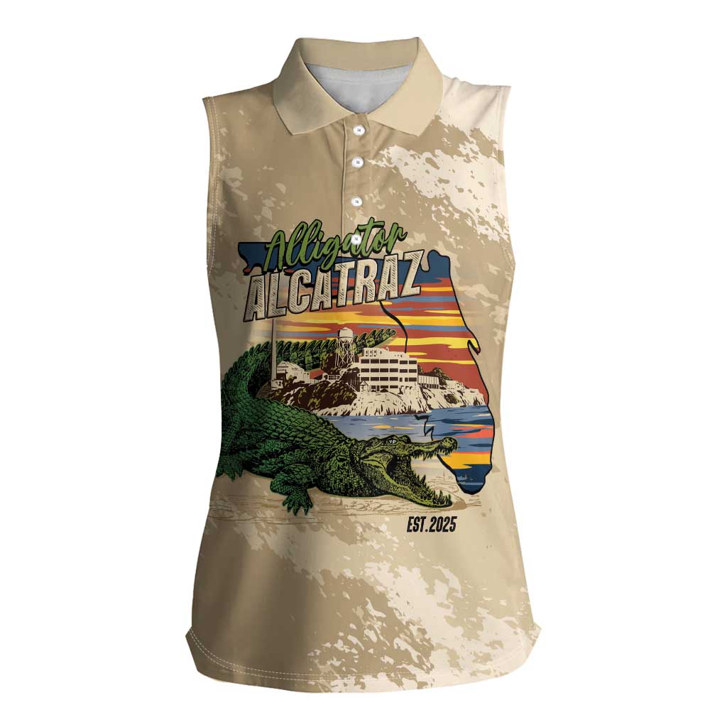 Alligator Alcatraz Retro Women Sleeveless Polo Shirt The Swamp - Wonder Print Shop