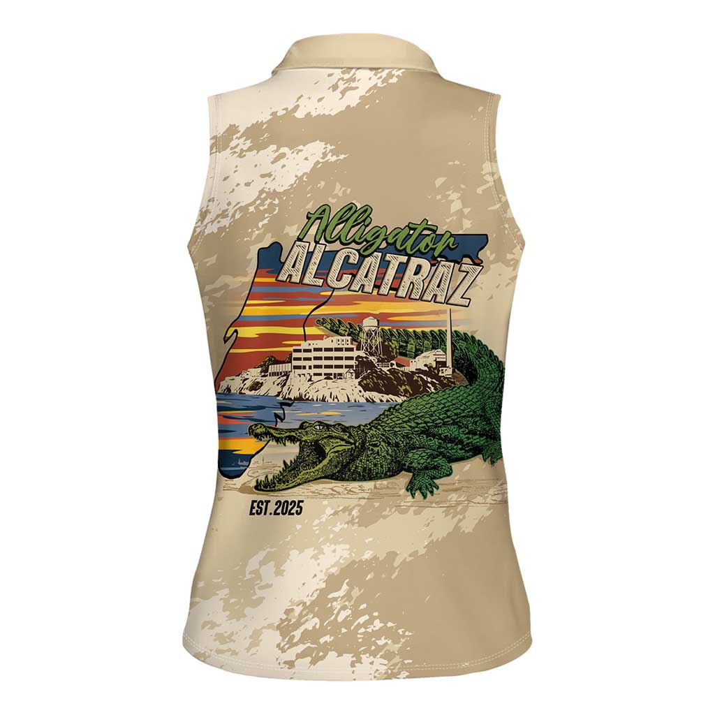 Alligator Alcatraz Retro Women Sleeveless Polo Shirt The Swamp - Wonder Print Shop