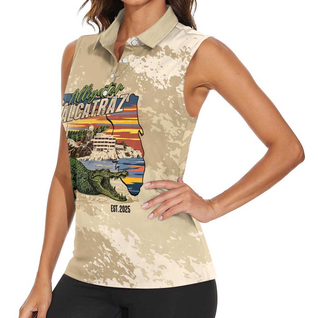 Alligator Alcatraz Retro Women Sleeveless Polo Shirt The Swamp - Wonder Print Shop