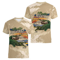 Alligator Alcatraz Retro Women V-Neck T-Shirt The Swamp - Wonder Print Shop