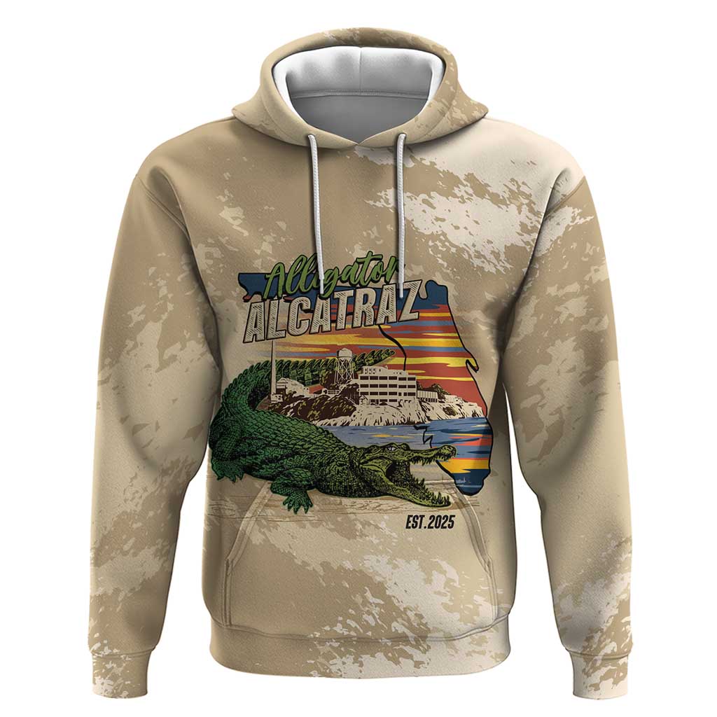 Alligator Alcatraz Retro Zip Hoodie The Swamp - Wonder Print Shop