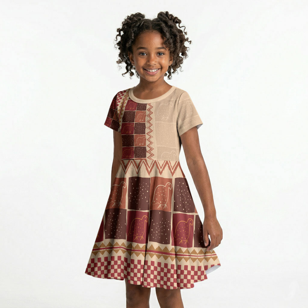 Zimbabwe Heritage Kudhinda Inspired Print Kid Short Sleeve Dress