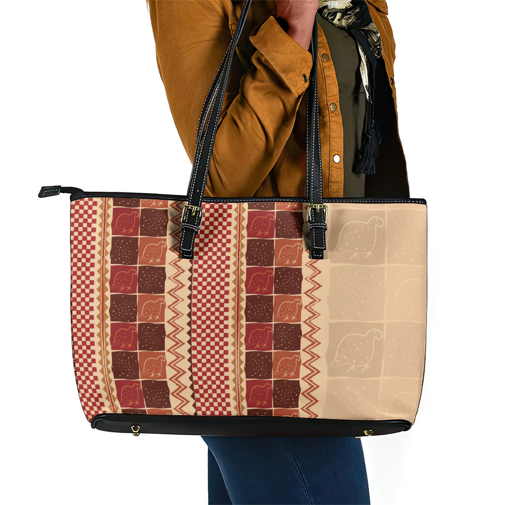Zimbabwe Heritage Kudhinda Inspired Print Leather Tote Bag