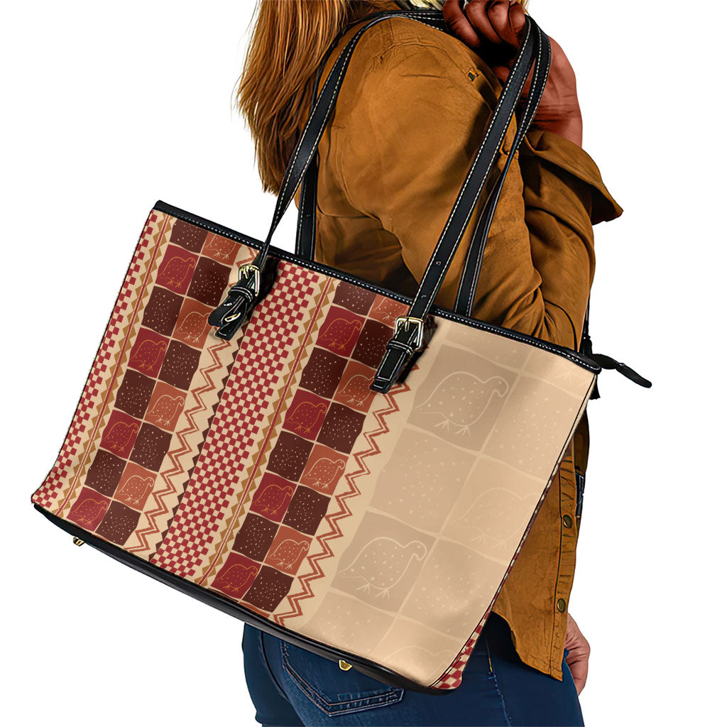 Zimbabwe Heritage Kudhinda Inspired Print Leather Tote Bag