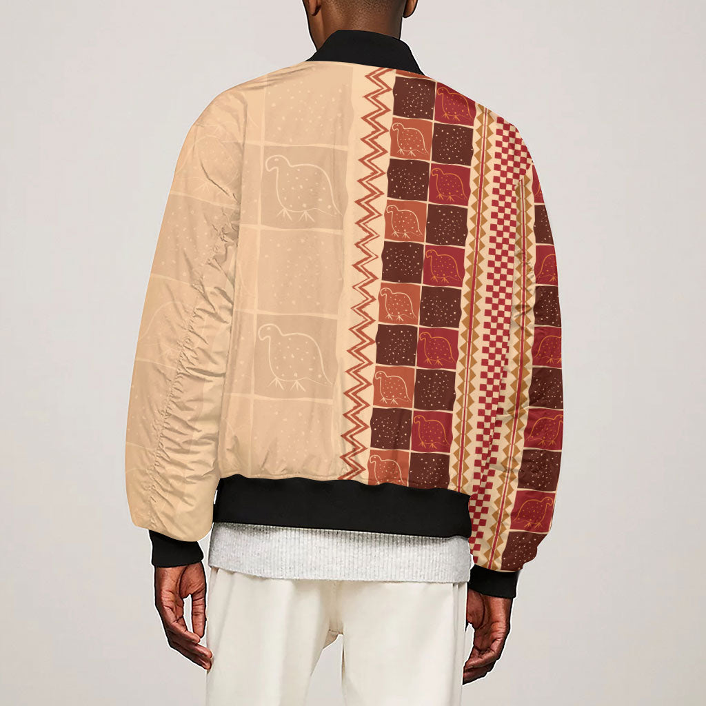 Zimbabwe Heritage Kudhinda Inspired Print Sleeve Zip Bomber Jacket