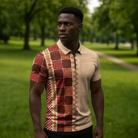 Zimbabwe Heritage Kudhinda Inspired Print Zipper Polo Shirt