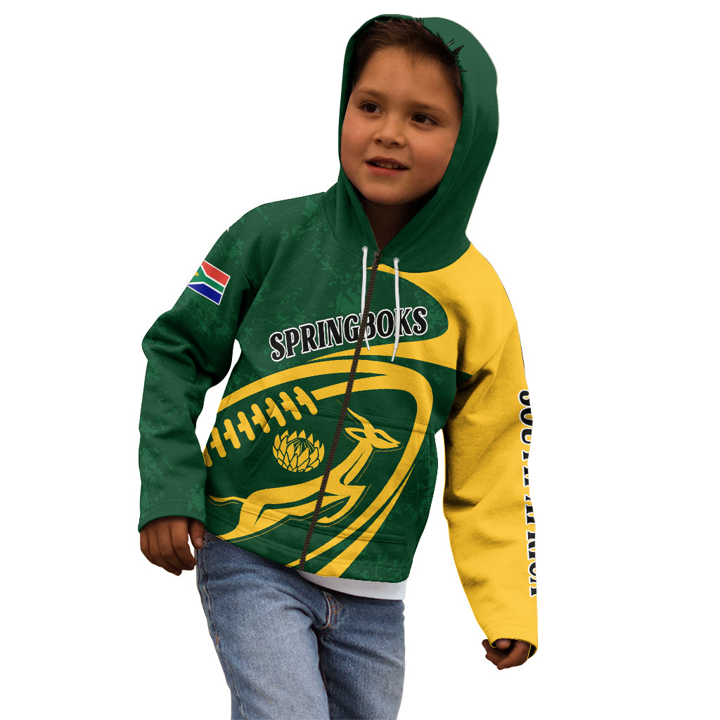 Personalised South Africa Rugby 2023 Kid Hoodie Bokke Champions Sporty Dynamics - Wonder Print Shop
