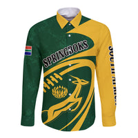 Personalised South Africa Rugby 2023 Long Sleeve Button Shirt Bokke Champions Sporty Dynamics - Wonder Print Shop