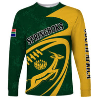 Personalised South Africa Rugby 2023 Long Sleeve Shirt Bokke Champions Sporty Dynamics - Wonder Print Shop