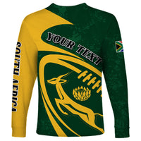 Personalised South Africa Rugby 2023 Long Sleeve Shirt Bokke Champions Sporty Dynamics - Wonder Print Shop