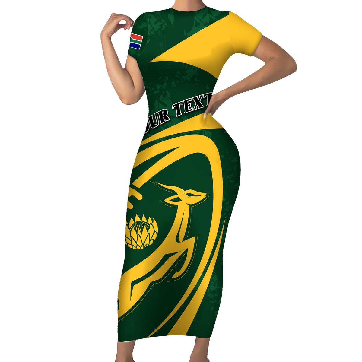 bodycon dress south africa Personalised South African Heritage Day Long Sleeve Bodycon Dress Kente Ethnic Patterns Mix Protea by AfricanPride