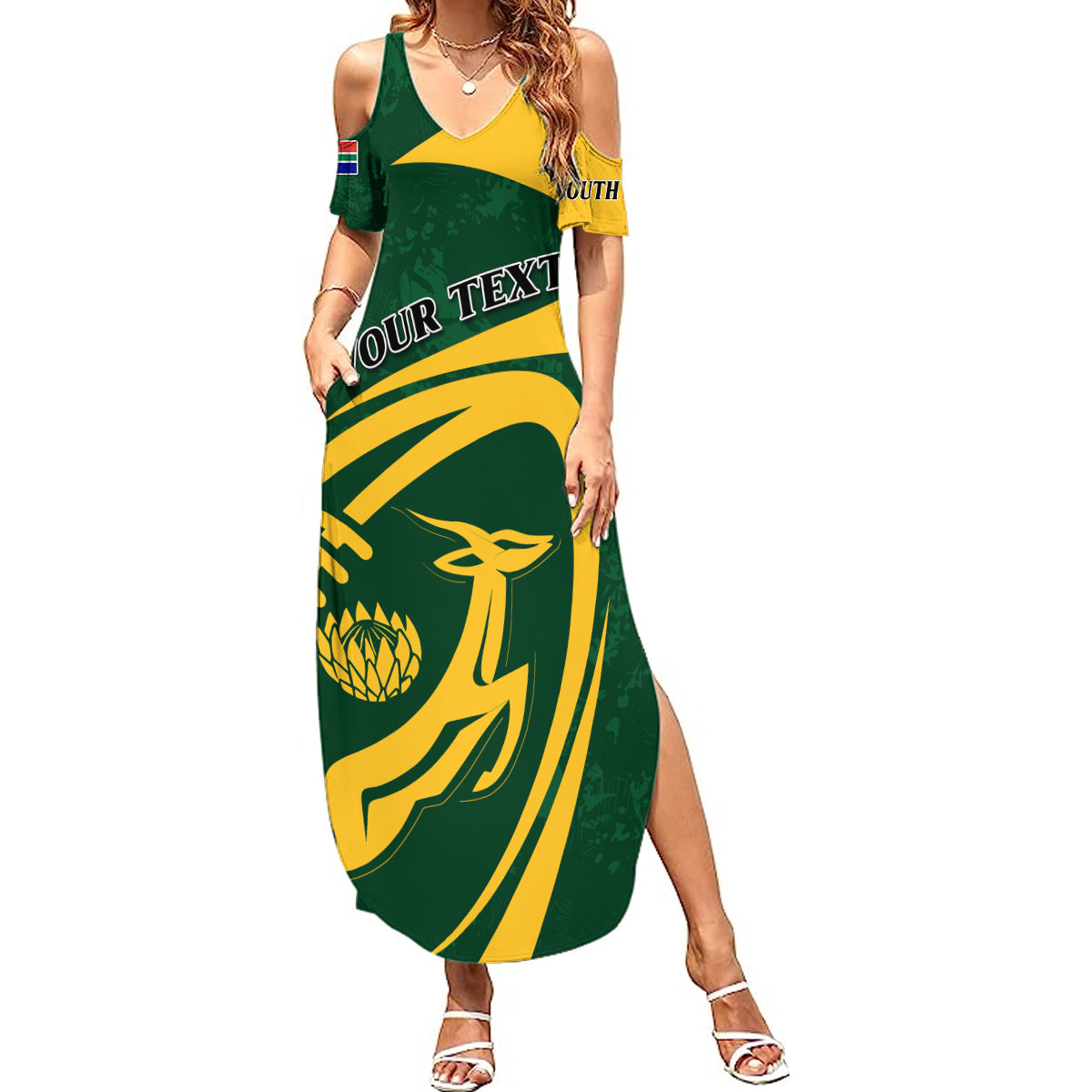 Personalised South Africa Rugby 2023 Summer Maxi Dress Bokke Champions Sporty Dynamics - Wonder Print Shop