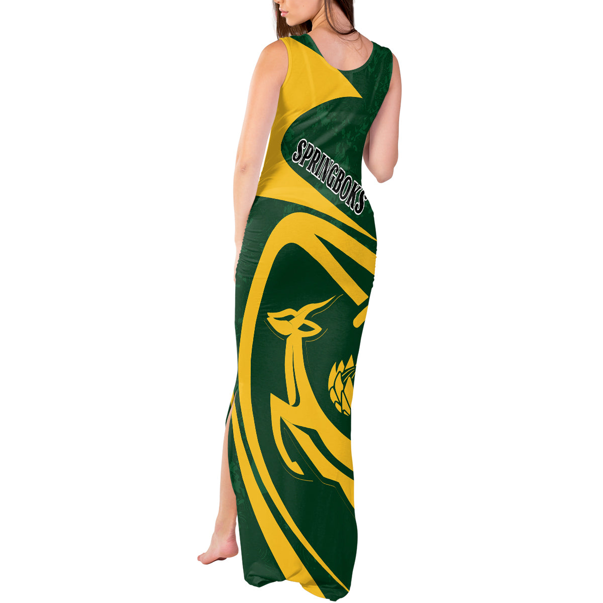 Personalised South Africa Rugby 2023 Tank Maxi Dress Bokke Champions Sporty Dynamics - Wonder Print Shop