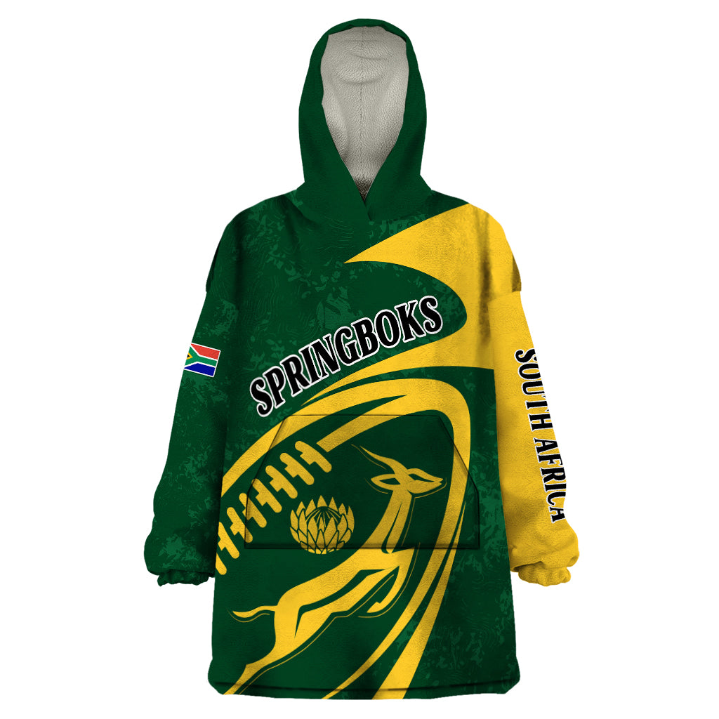 Personalised South Africa Rugby 2023 Wearable Blanket Hoodie Bokke Champions Sporty Dynamics - Wonder Print Shop