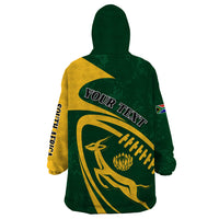 Personalised South Africa Rugby 2023 Wearable Blanket Hoodie Bokke Champions Sporty Dynamics - Wonder Print Shop