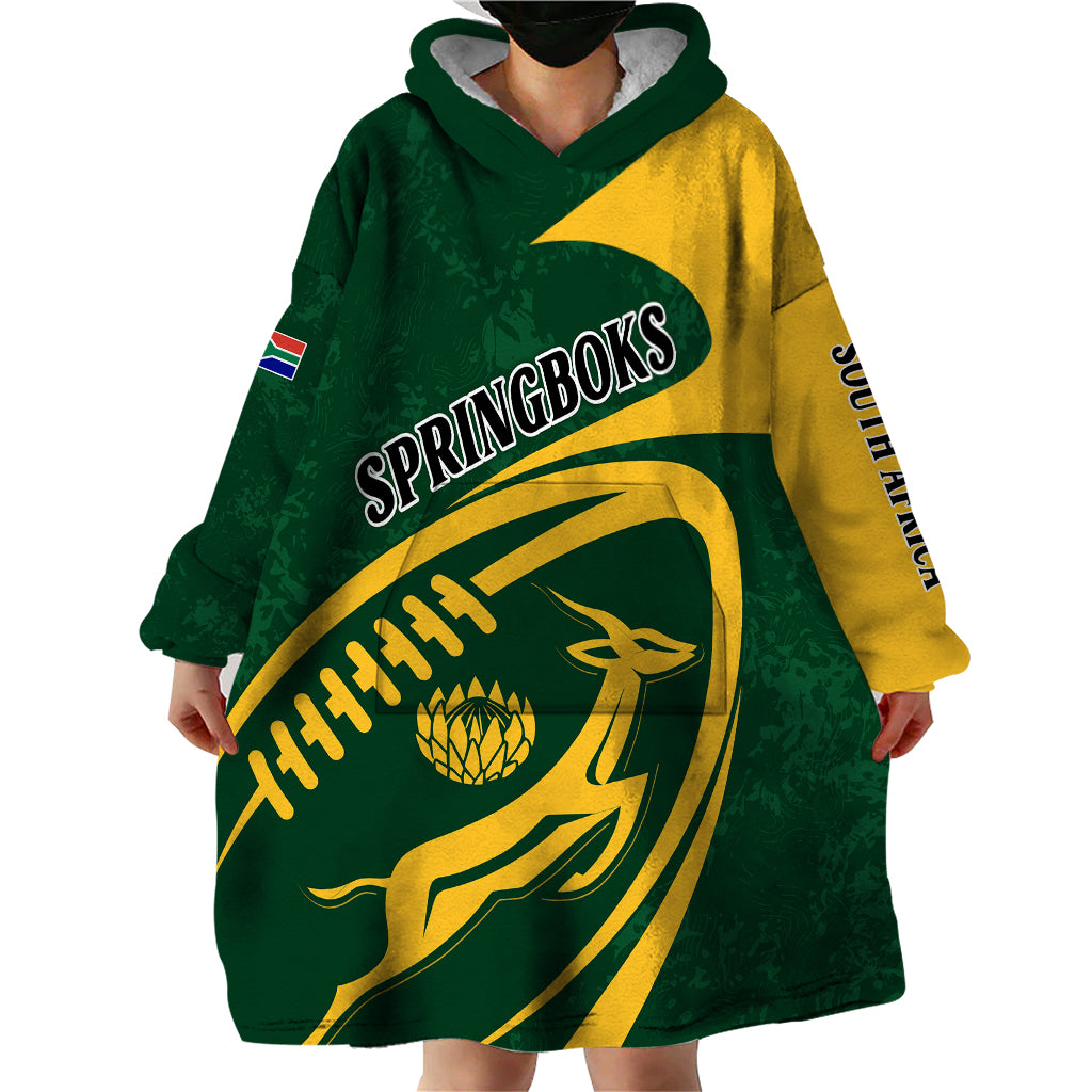 Personalised South Africa Rugby 2023 Wearable Blanket Hoodie Bokke Champions Sporty Dynamics - Wonder Print Shop