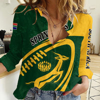 Personalised South Africa Rugby 2023 Women Casual Shirt Bokke Champions Sporty Dynamics - Wonder Print Shop