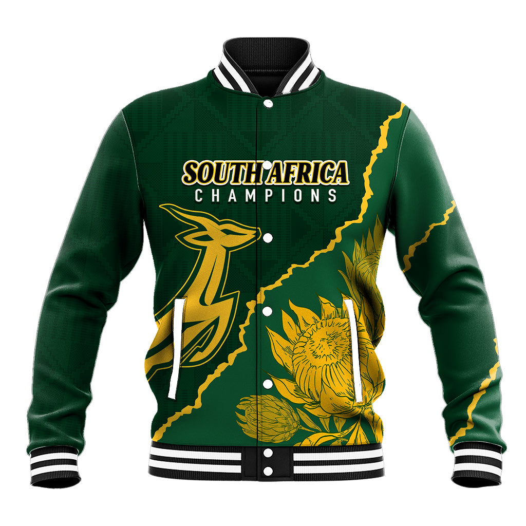 Personalised South Africa Rugby 2023 Baseball Jacket Bokke Champions Kente Ethnic LT7 - Wonder Print Shop