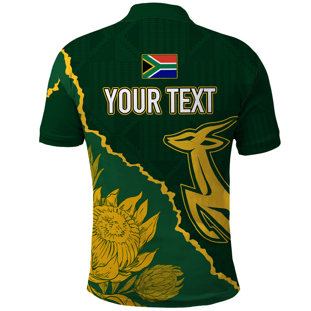 Personalised South Africa Rugby 2023 Polo Shirt Bokke Champions Kente Ethnic - Wonder Print Shop