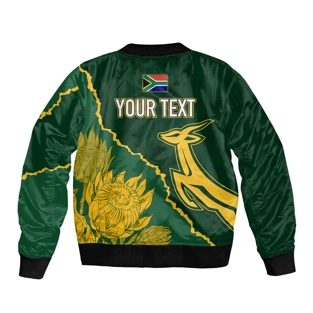 Personalised South Africa Rugby 2023 Sleeve Zip Bomber Jacket Bokke Champions Kente Ethnic - Wonder Print Shop