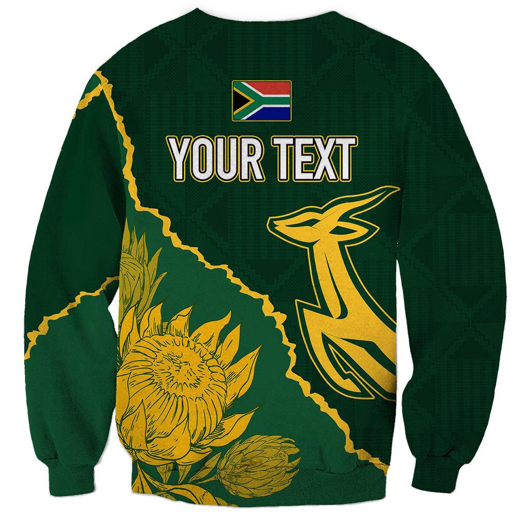 Personalised South Africa Rugby 2023 Sweatshirt Bokke Champions Kente Ethnic - Wonder Print Shop