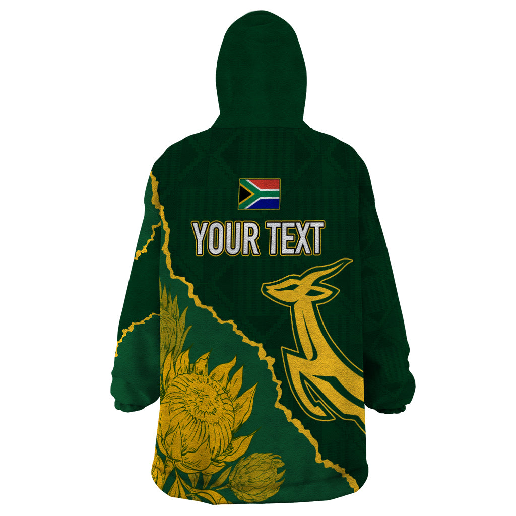 Personalised South Africa Rugby 2023 Wearable Blanket Hoodie Bokke Champions Kente Ethnic - Wonder Print Shop