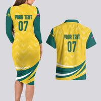 Australia 2024 Olympics Custom Couples Matching Long Sleeve Bodycon Dress and Hawaiian Shirt Rise of the Roos LT7 - Wonder Print Shop