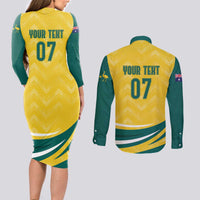 Australia 2024 Olympics Custom Couples Matching Long Sleeve Bodycon Dress and Long Sleeve Button Shirt Rise of the Roos LT7 - Wonder Print Shop