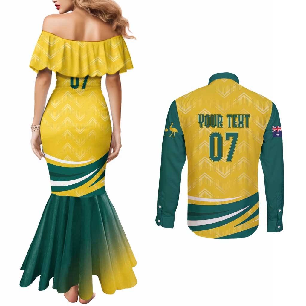 Australia 2024 Olympics Custom Couples Matching Mermaid Dress and Long Sleeve Button Shirt Rise of the Roos