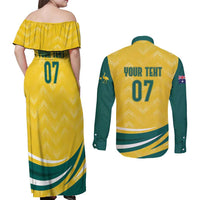 Australia 2024 Olympics Custom Couples Matching Off Shoulder Maxi Dress and Long Sleeve Button Shirt Rise of the Roos LT7 - Wonder Print Shop