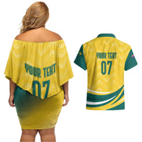 Australia 2024 Olympics Custom Couples Matching Off Shoulder Short Dress and Hawaiian Shirt Rise of the Roos LT7 - Wonder Print Shop